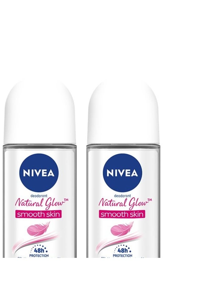 NIVEA  Natural glow Deodorant Roll On, 50Ml (Pack Of 3) - Image 2